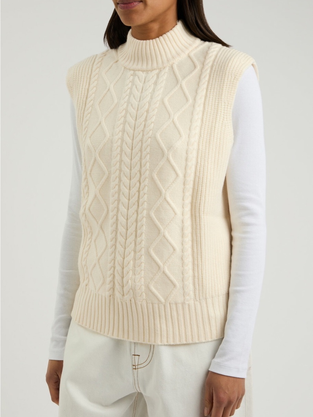 Varley Joilette Cable-knit Vest Cream Small - Picture 2 of 12